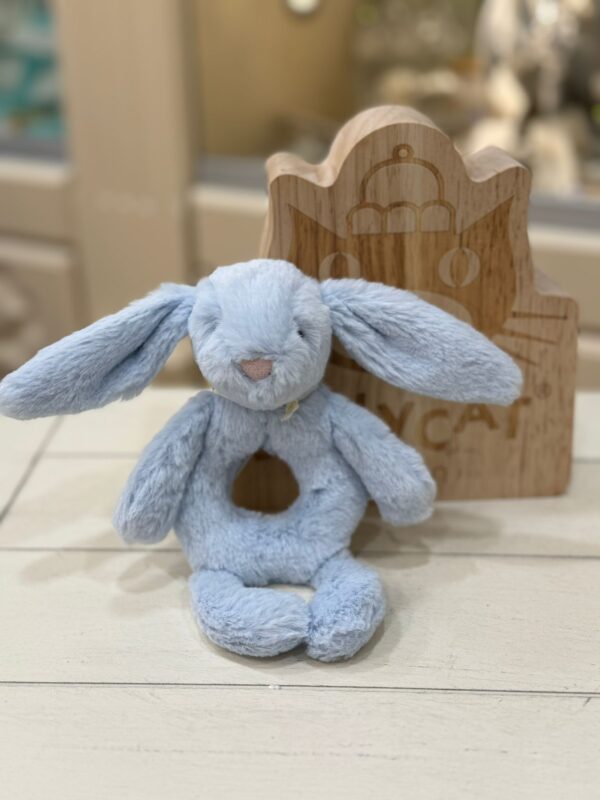JellyCat Bashful Bunny Ring Rattle Blue