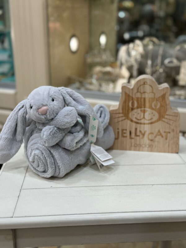 JellyCat Bashful Bunny Blankie Silver