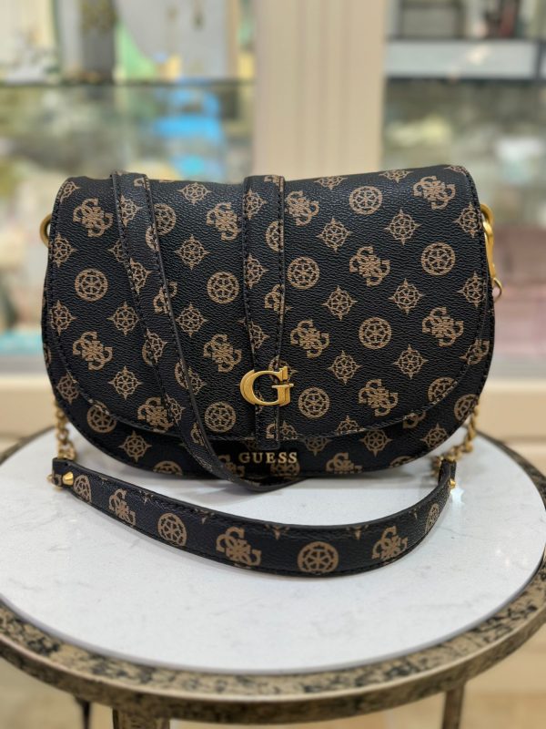 GUESS Kuba Shoulder Bag Mocha Logo - Image 3
