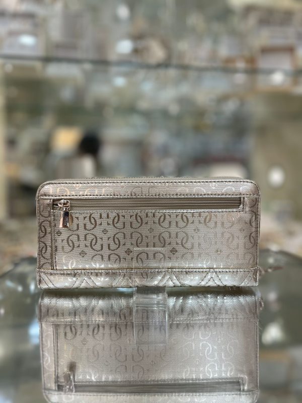 GUESS Adelard Laminated 4G Logo Patent Maxi Wallet Gold - Image 2