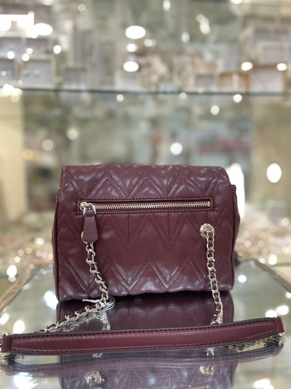 GUESS Eda Chevron Stitch Shoulder Bag Burgundy - Image 2