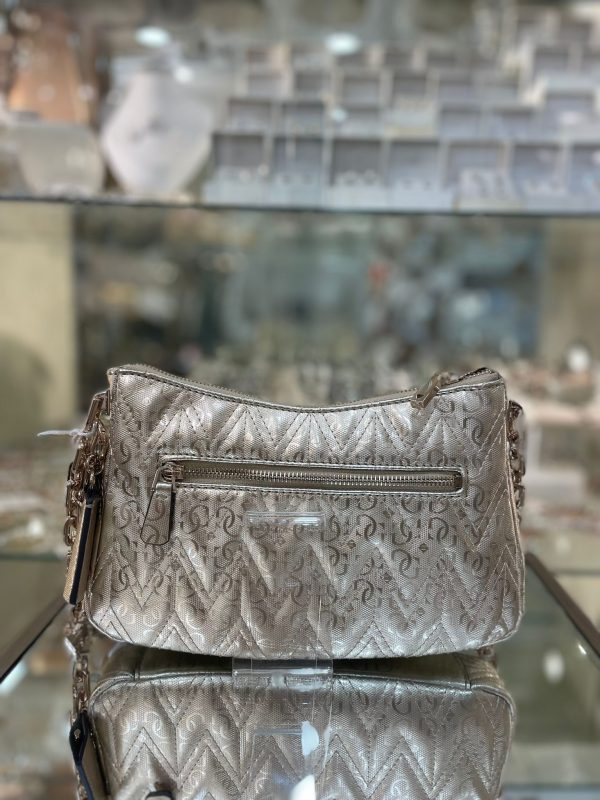 GUESS Adelard 4G Logo Patent Shoulder Bag Gold - Image 2