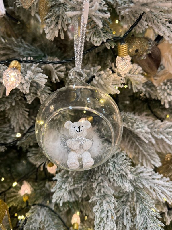 Silver Angel Bear in Bauble