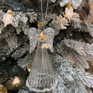 Glass Angel with Star Hanging Decoration