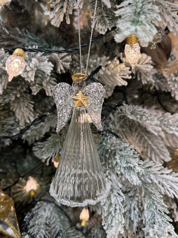 Glass Angel with Star Hanging Decoration