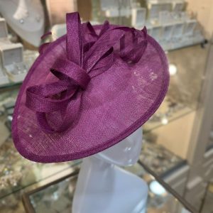 Cerise Broad Fascinator with Ribbon Knot