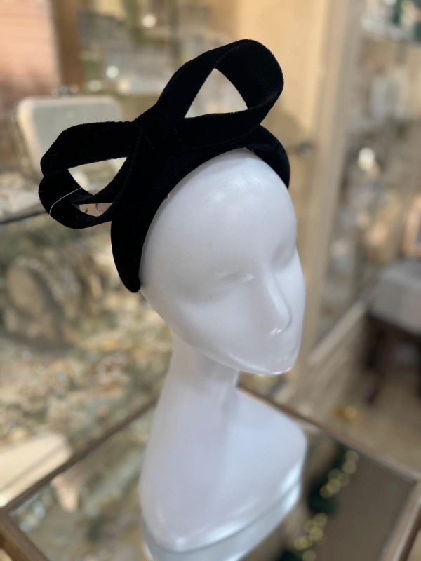 Black Thick Ribbon Fascinator - Image 2