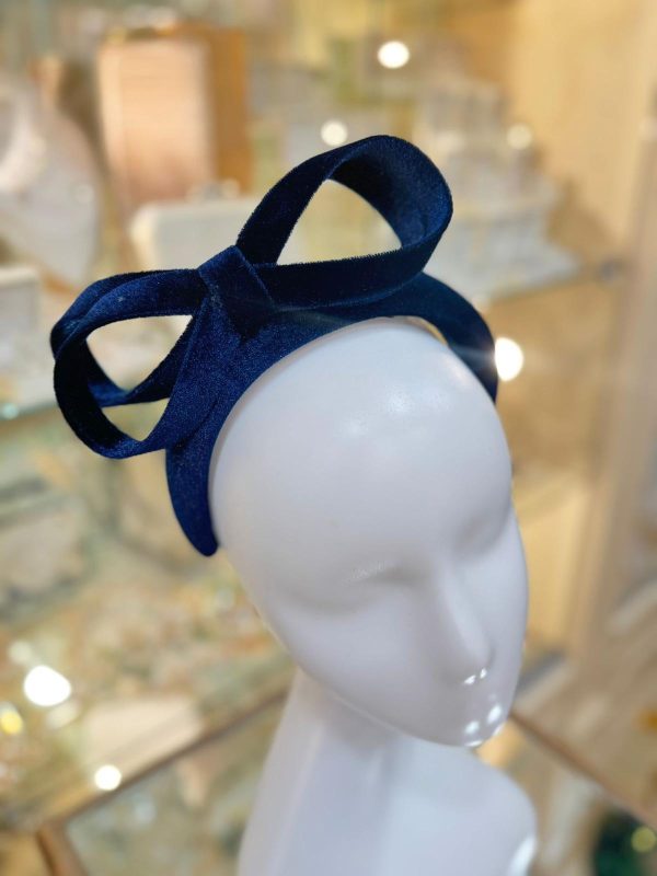 Navy Thick Ribbon Fascinator - Image 2