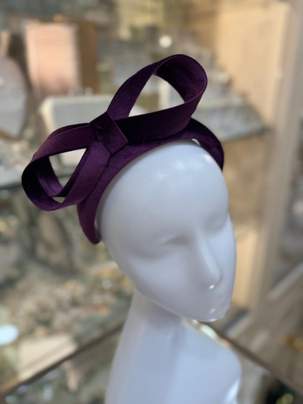 Plum Thick Ribbon Fascinator - Image 2