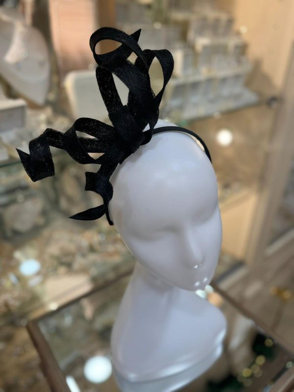 Black Ribbon Knot Fascinator - Image 2