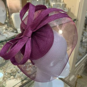 Cerise Veil Fascinator with Ribbon Knot