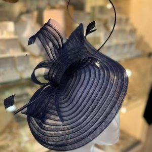 Navy Wavy Fascinator with Ribbon Knot