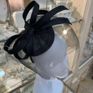 Black Veil Fascinator with Ribbon Knot