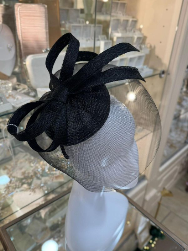 Black Veil Fascinator with Ribbon Knot