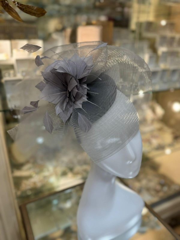 Storm Fascinator with Veil and Feathers
