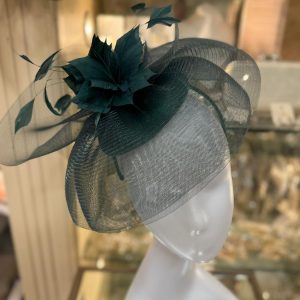 Forest Fascinator with Veil and Feathers