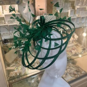 Forest Stripe Fascinator with Feathers