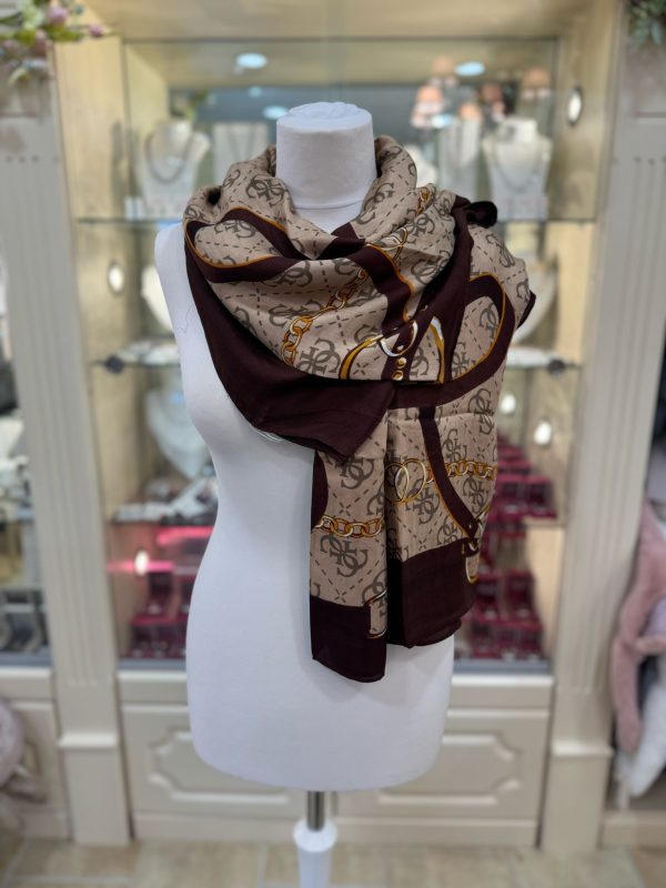 GUESS Chain Scarf Brown