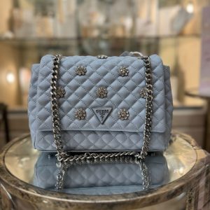 GUESS Everlee Floral Appliqué Crossbody Misty Blue