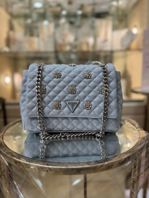 GUESS Everlee Floral Appliqué Crossbody Misty Blue