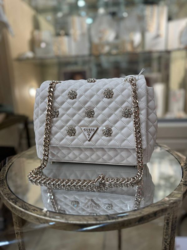 GUESS Everlee Floral Appliqué Crossbody Off-White - Image 3