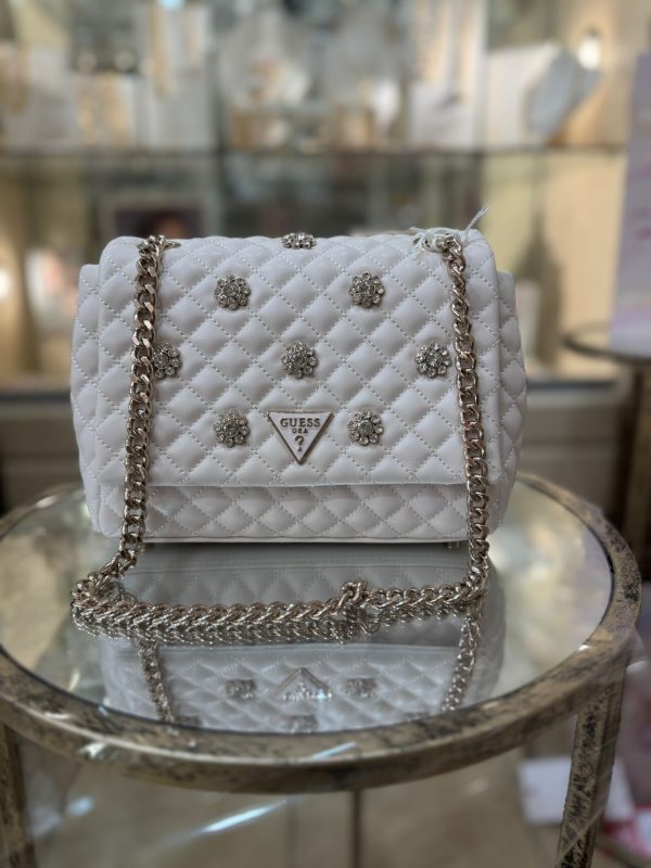 GUESS Everlee Floral Appliqué Crossbody Off-White