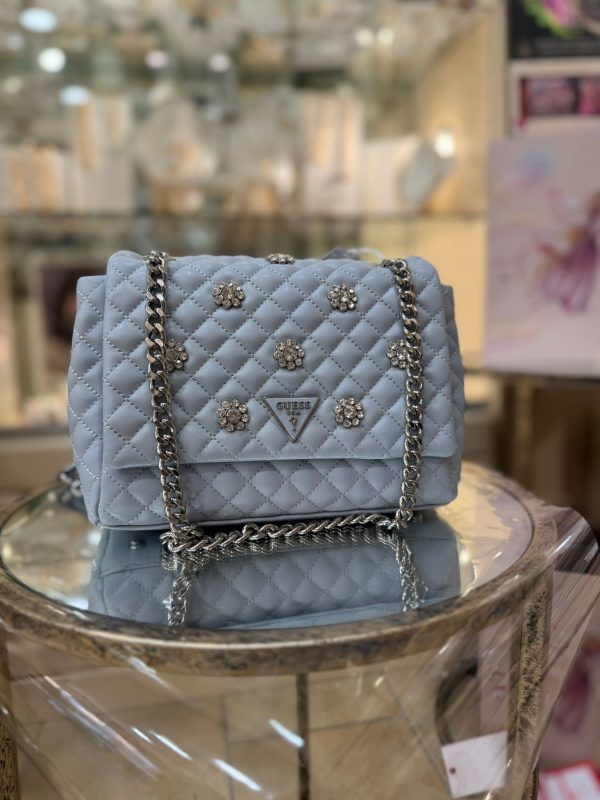 GUESS Everlee Floral Appliqué Crossbody Misty Blue - Image 2