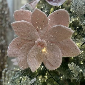 Soft Pink Faux Fur Flower on clip 25cm