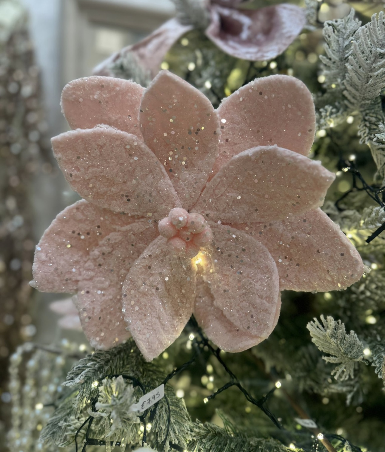 Soft Pink Faux Fur Flower on clip 25cm
