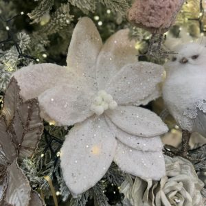 Soft Ivory White Faux Fur Flower on clip 25cm