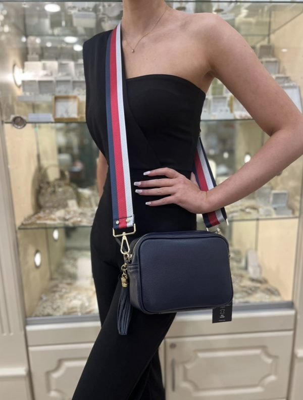 ELLIE BEAUMONT NAVY LEATHER CROSSBODY BAG