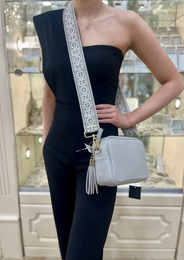 ELLIE BEAUMONT GREY LEATHER CROSSBODY BAG