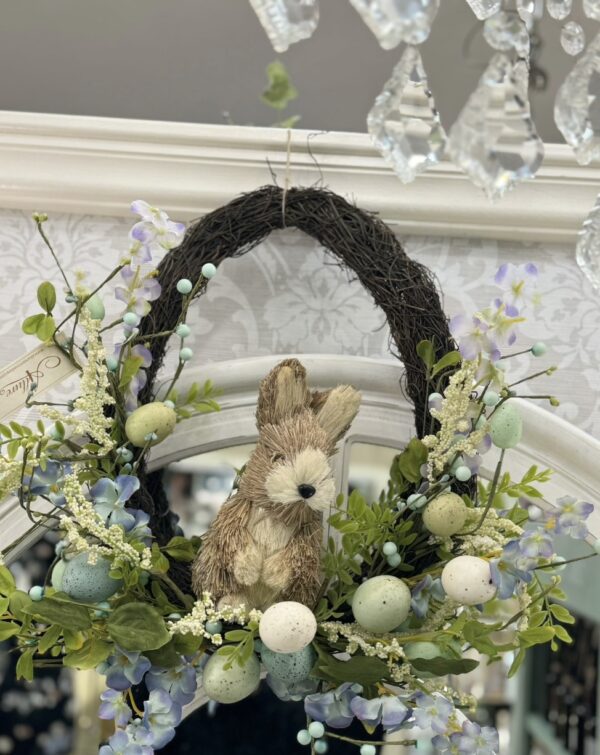 Eggs & Rabbit Wreath Blossom Blue Multi