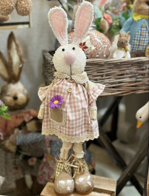 48cm Bunny with Pink Gingham Dress