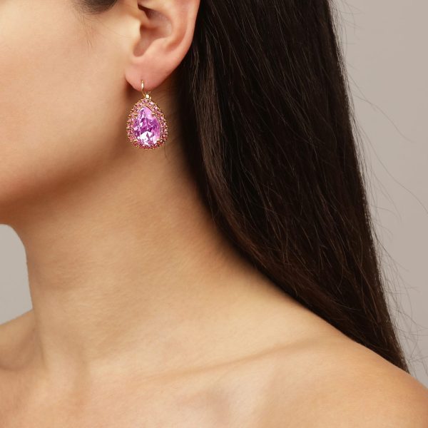 FIORA Earring with Light Rose Crystals Gold - Image 2