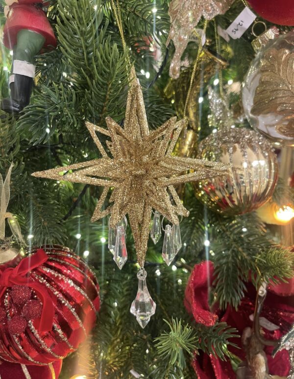 Glitter 3D Gold Jewel Starburst Ornament 18cm Gold