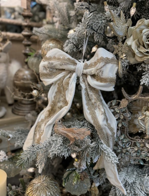Luxurious Velvet Cream & Gold Bow