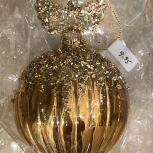 Glass Antique Angel Ball/Onion Shape 9.5cm Gold