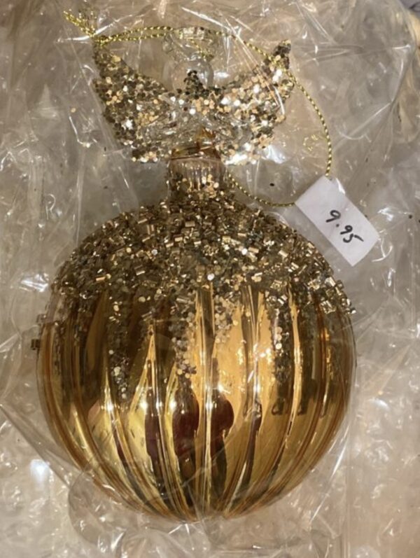 Glass Antique Angel Ball/Onion Shape 9.5cm Gold