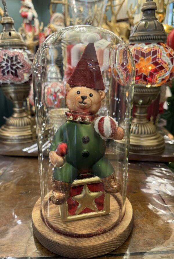 Cloche Glass Teddy Ornament