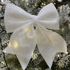 Bow Shape White Decoration with Sparkles