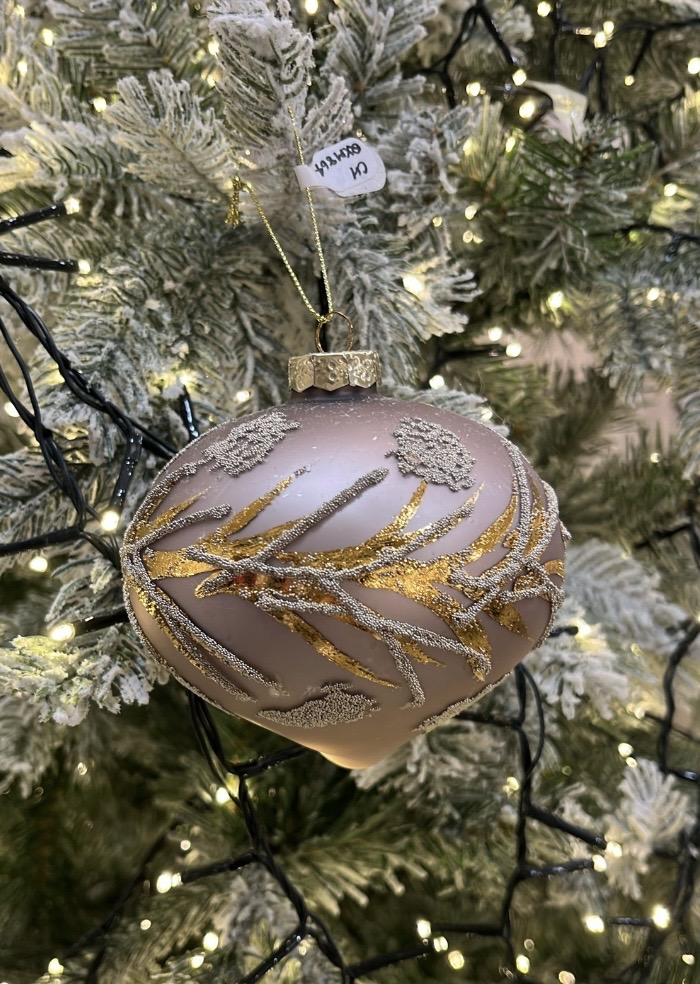 Dusky Pink Onion Bauble with Gold & Silver Encrusted Detail