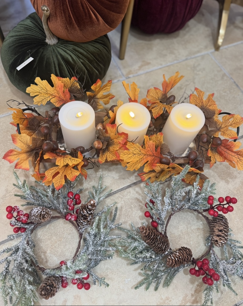 Wooden Tray Centrepiece with Autumnal & Xmas Foliage - Image 4