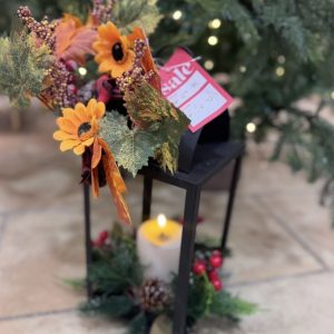 Lantern Black with Battery Candle & Dual Xmas or Autumn Decor