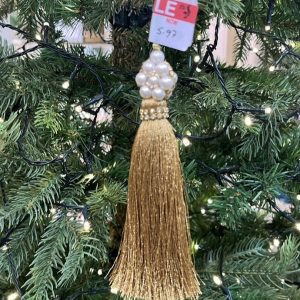 Pearl Detailed Top Tassel 16cm Gold