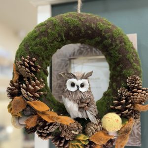 Autumnal Owl Pinecone Wreath with Felt Decor