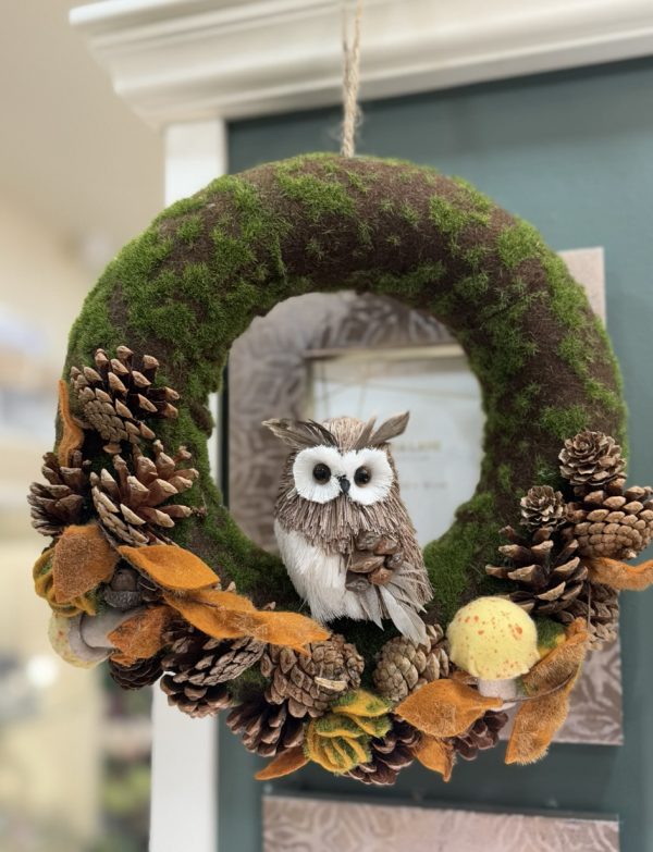 Autumnal Owl Pinecone Wreath with Felt Decor