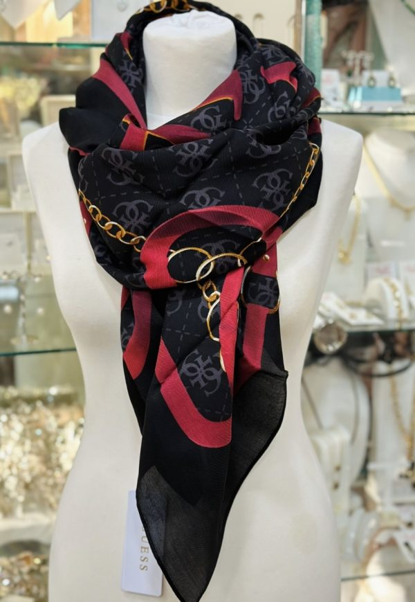GUESS Black Multi Logo Scarf