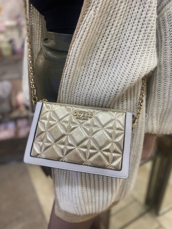 GUESS Abey Multi Compartment Crossbody Gold - Image 3