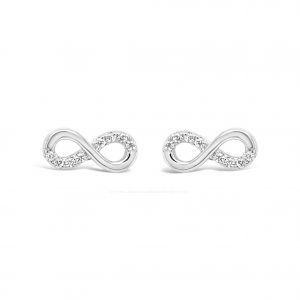Jewel by Absolute JE249SL Stone-Set Infinity Knot Silver Earrings